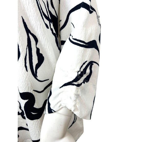 FDJ French Dressing Jeans Tunic Top XL White Navy Abstract Pattern Swirls Artsy - Picture 6 of 11